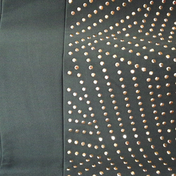 MAKE OFFER! Bold Olive Green w/ Gold Studs Bisou Bisou  dress NWOT - Picture 4 of 7